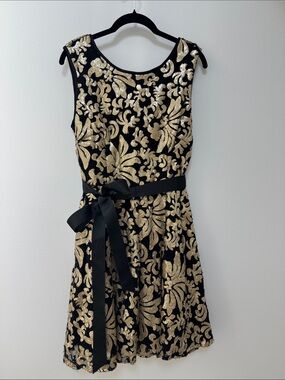 Betsy & Adam Black and Gold Sequin Dress